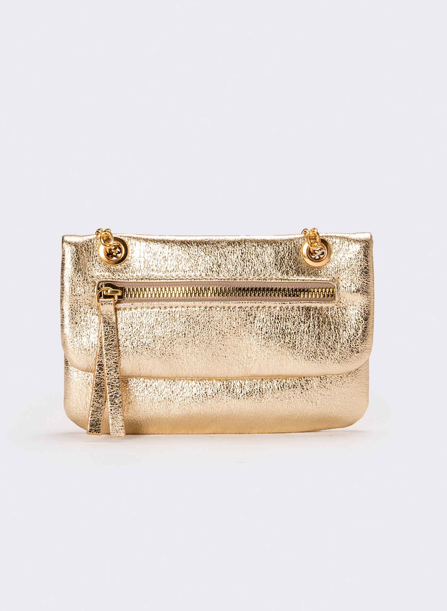 Portafogli donna con patta e tracolla - Oro