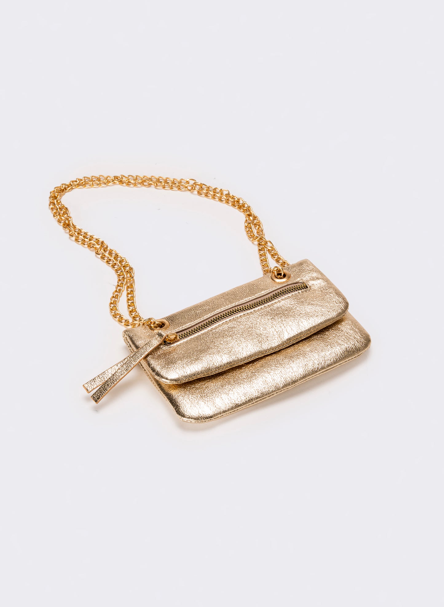 Portafogli donna con patta e tracolla - Oro