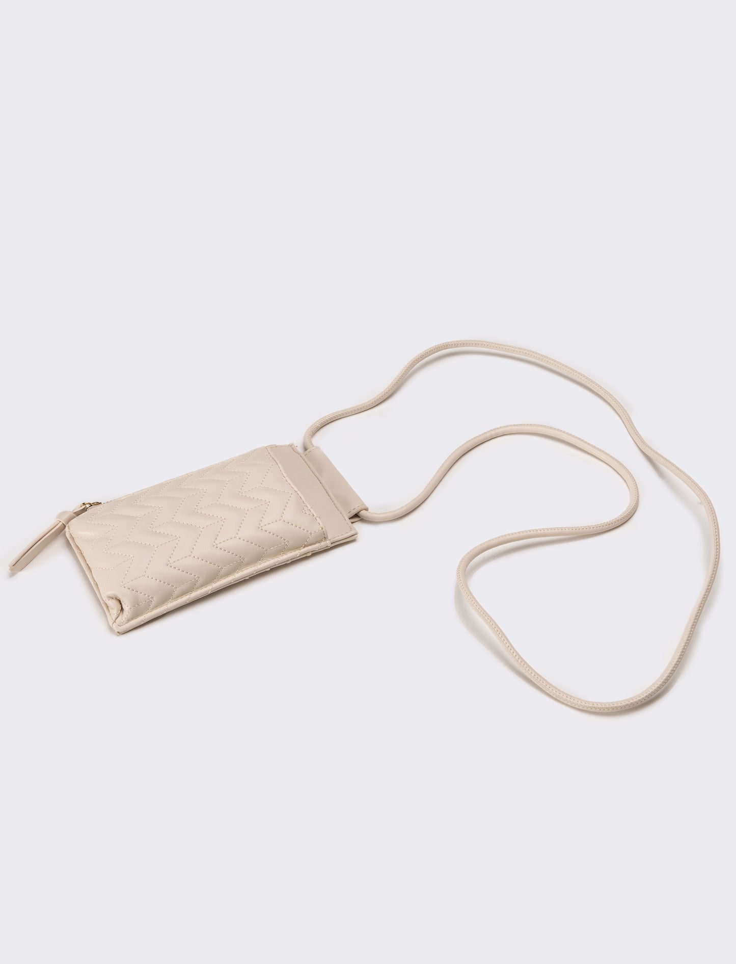 Portacarte donna portacellulare trapuntato con laccio - Beige