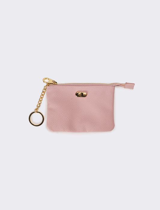 Portafogli donna con zip e portachiavi - Rosa