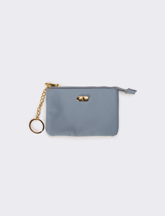 Portafogli donna con zip e portachiavi - Denim