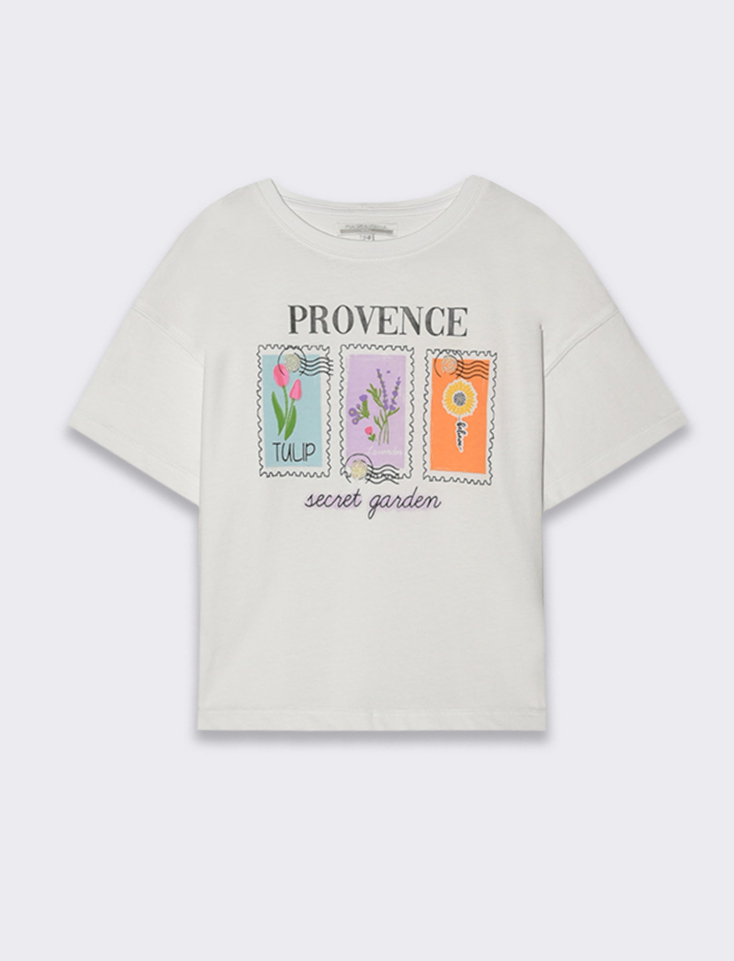 T-shirt mezza manica girocollo da bambina - Bianco latte
