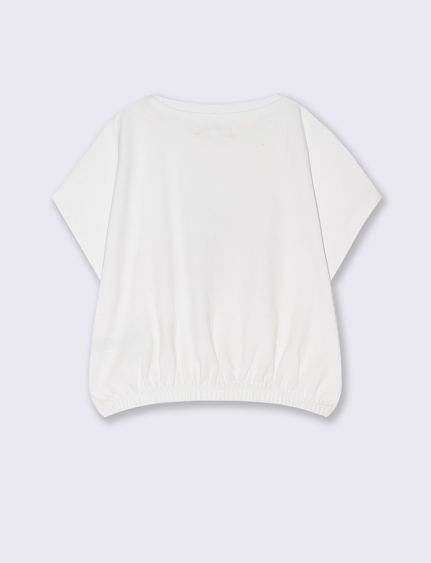 T-shirt giromanica con elastico in vita da bambina - Bianco