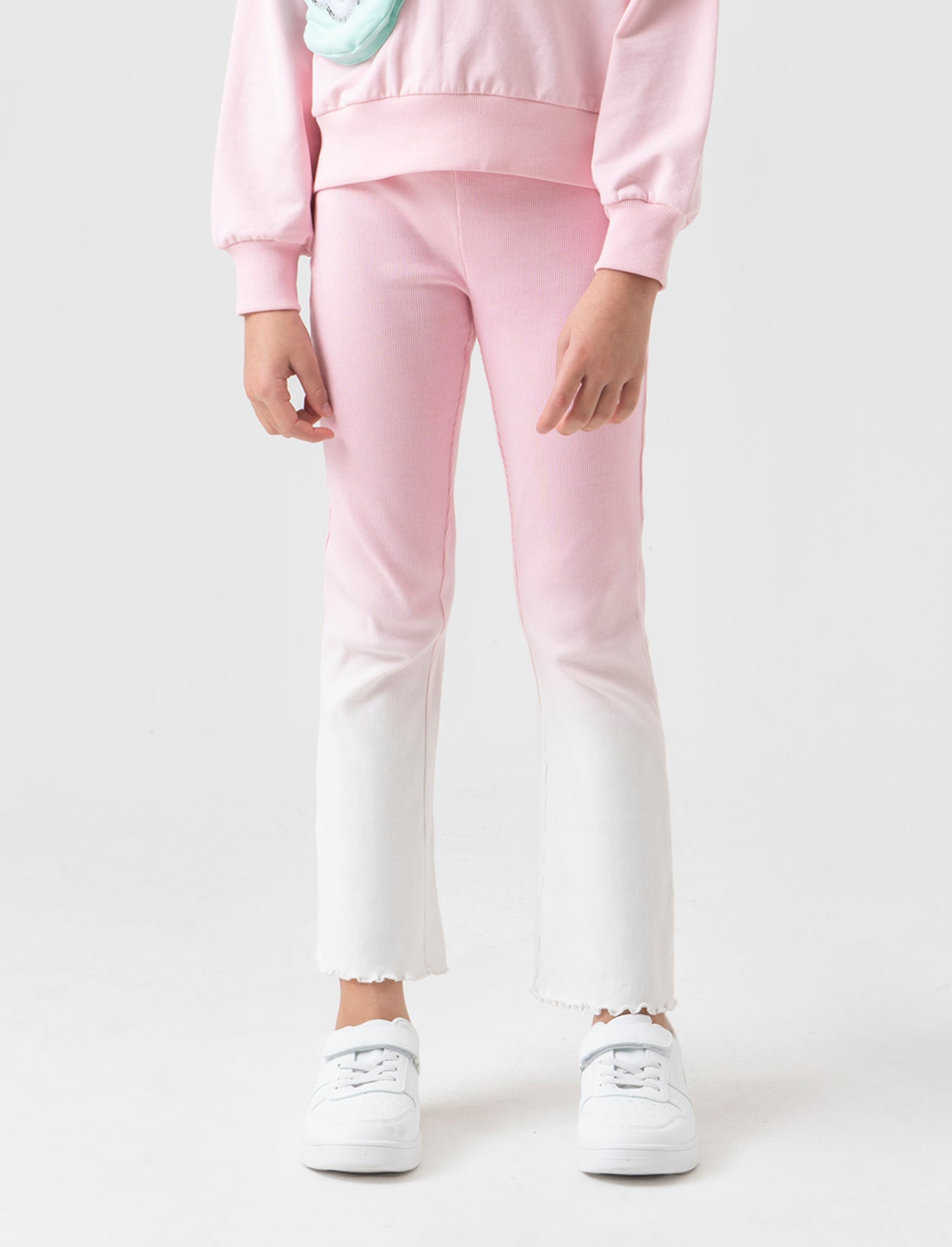 Leggings a costina da bambina - Rosa