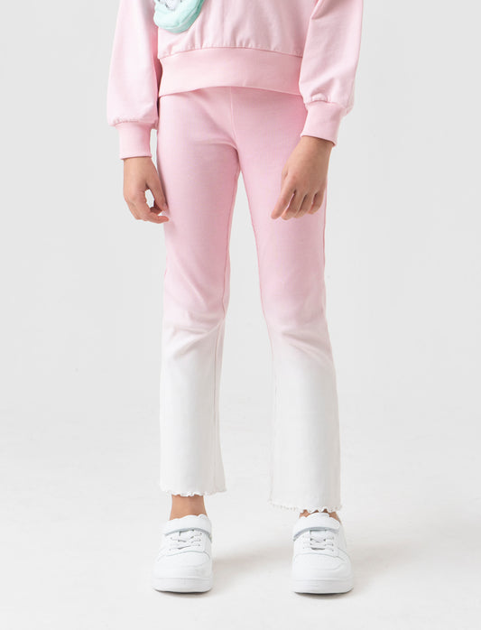 Leggings a costina da bambina - Rosa