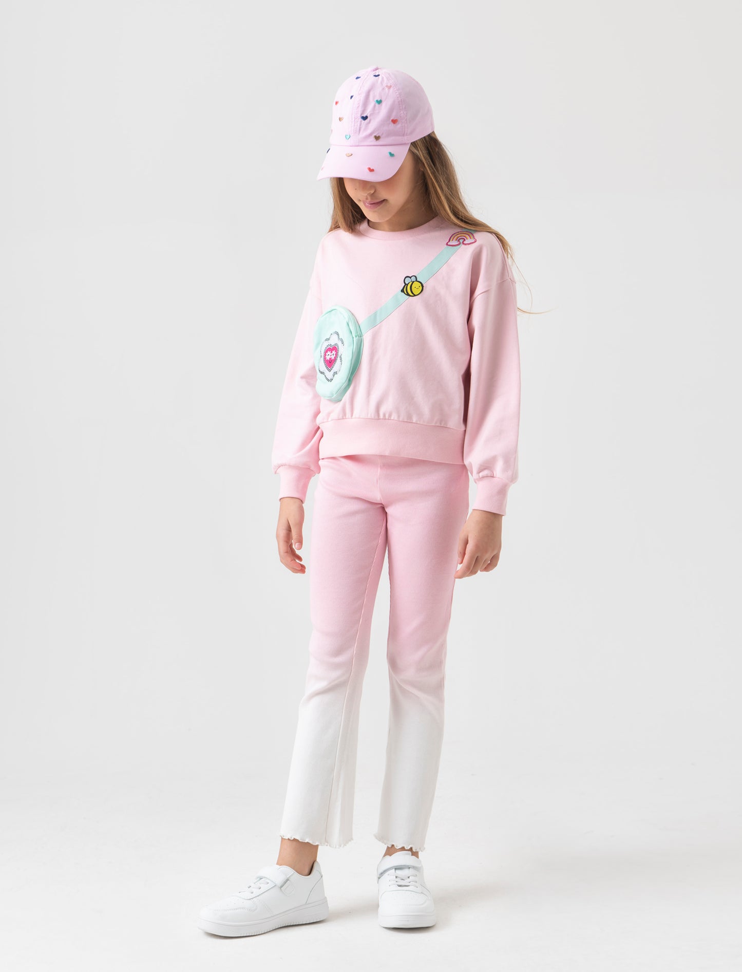 Leggings a costina da bambina - Rosa