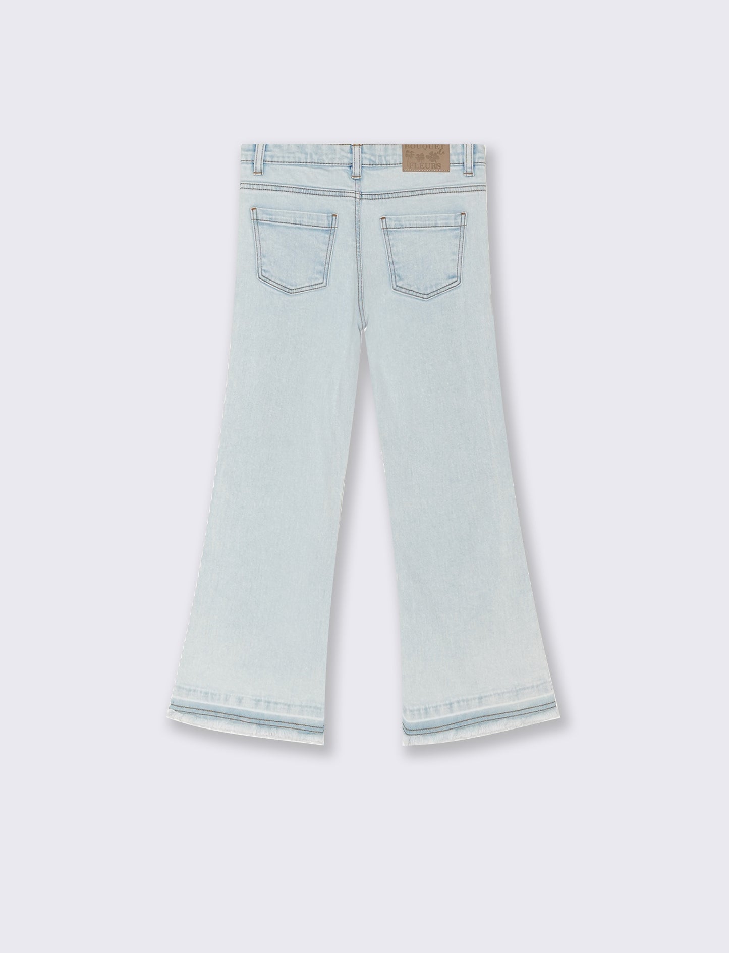 Jeans modello flare con fondo sfrangiato da bambina - Denim