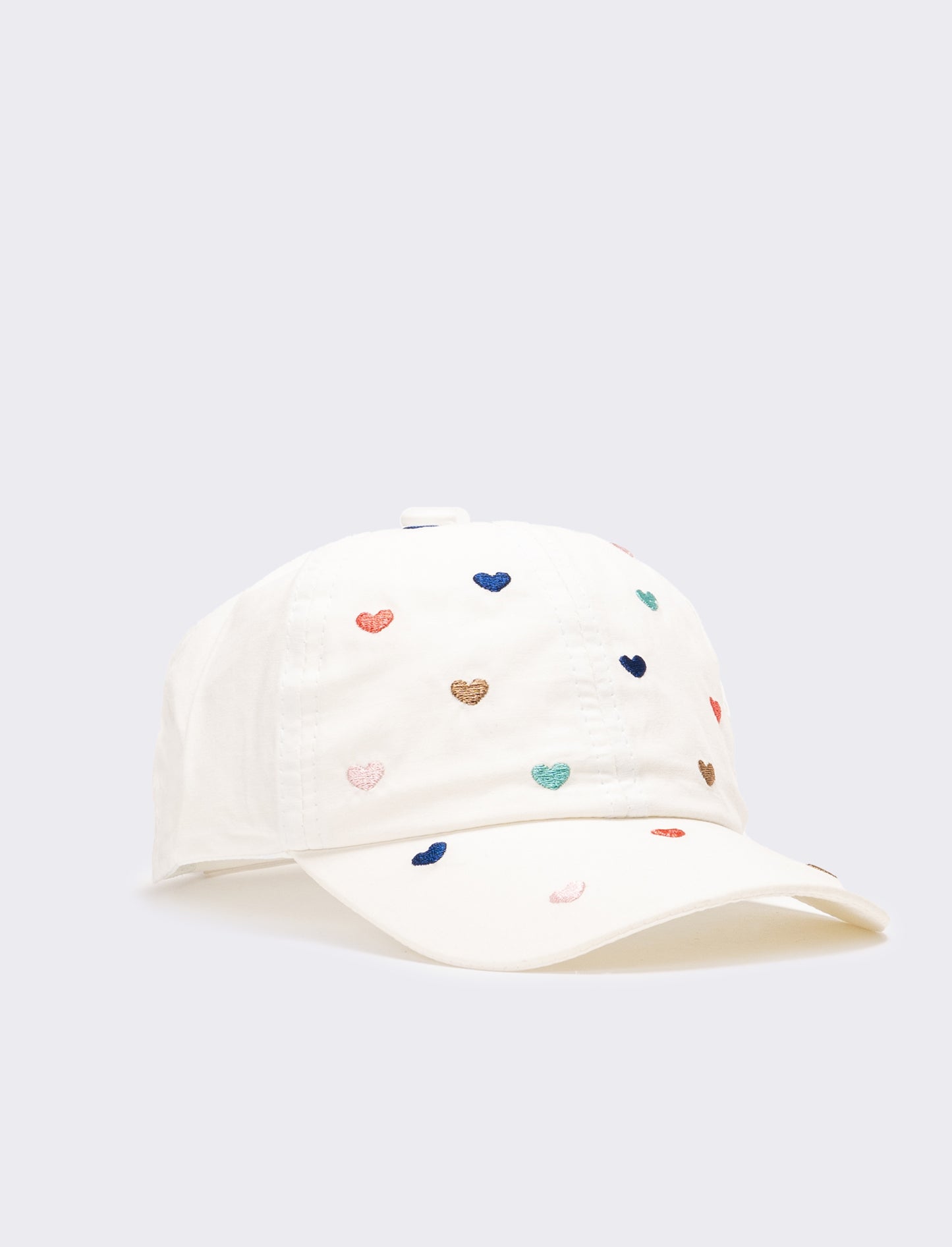 Cappello bambina baseball cuori ricamati - Bianco sporco