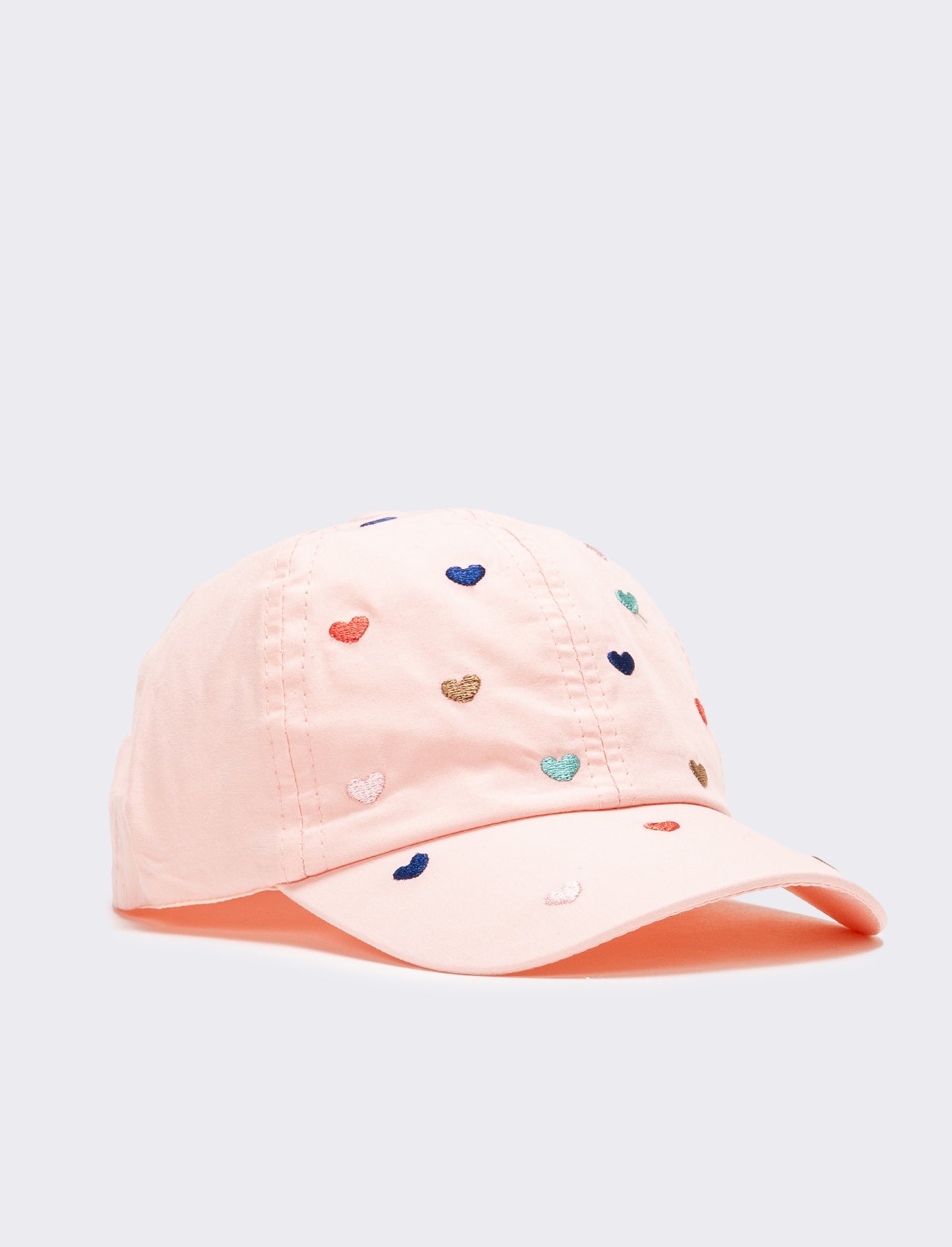 Cappello bambina baseball cuori ricamati - Rosa