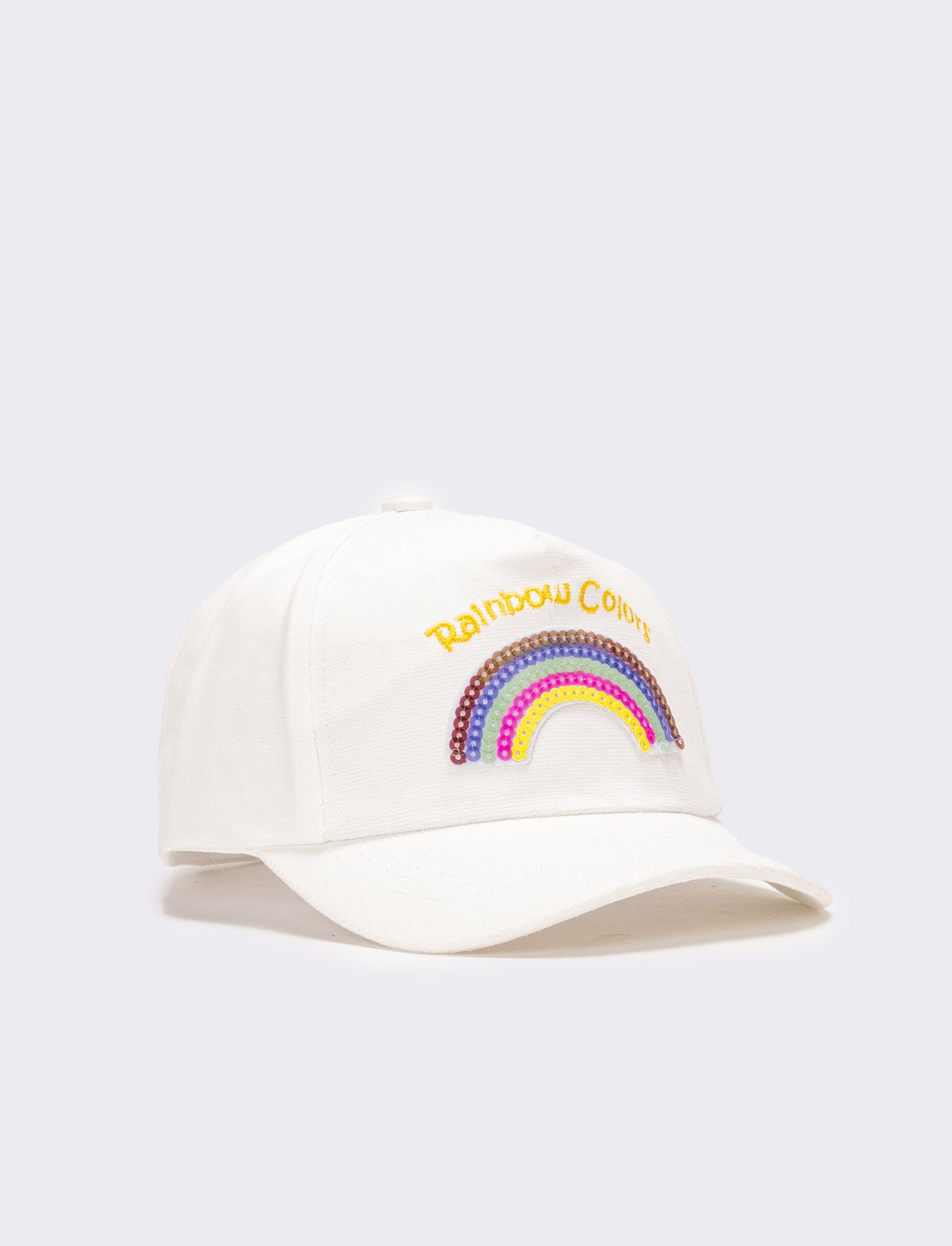 Cappello bambina baseball con rainbow - Bianco