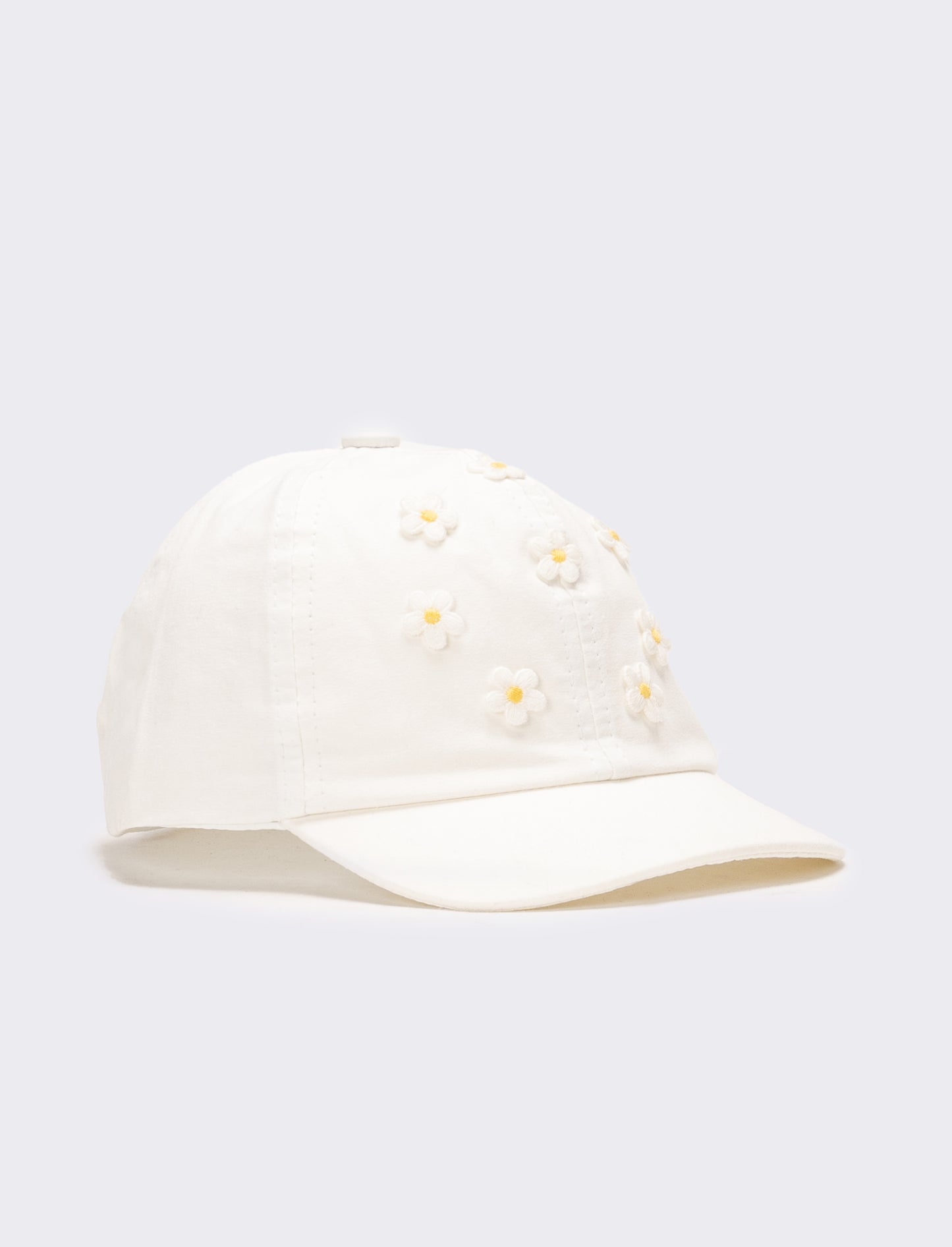 Cappello bambina baseball con margherite - Bianco sporco