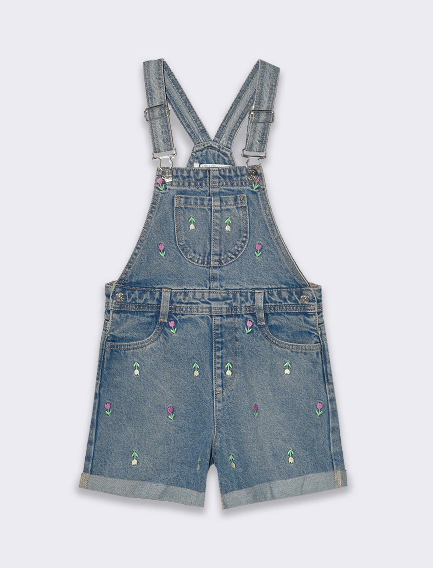Salopette in denim con ricami da bambina - Denim