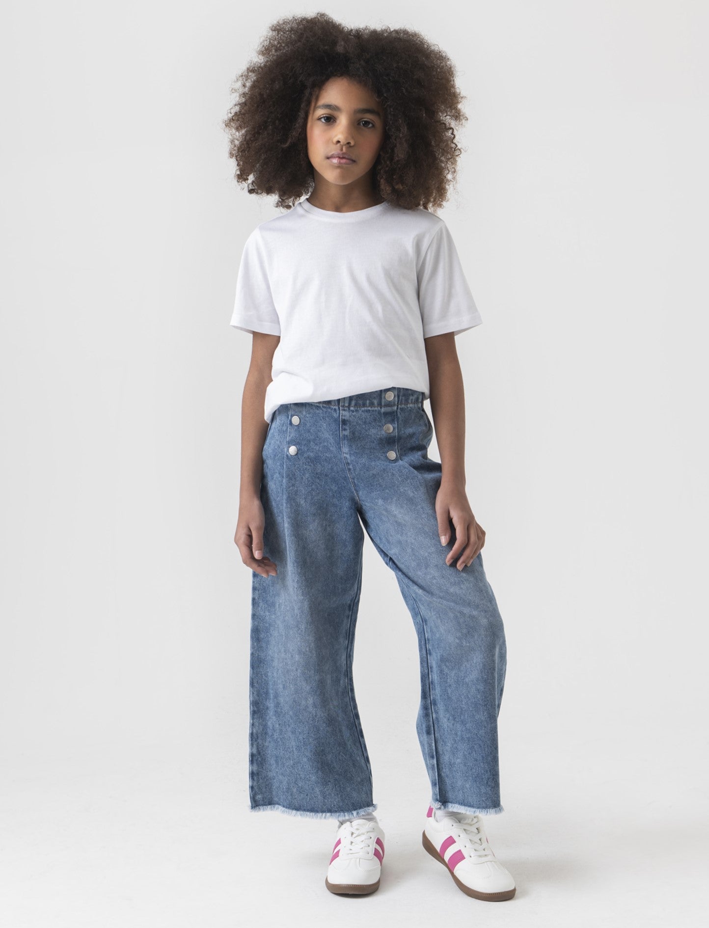 Pantaloni gamba larga in denim da bambina - Denim