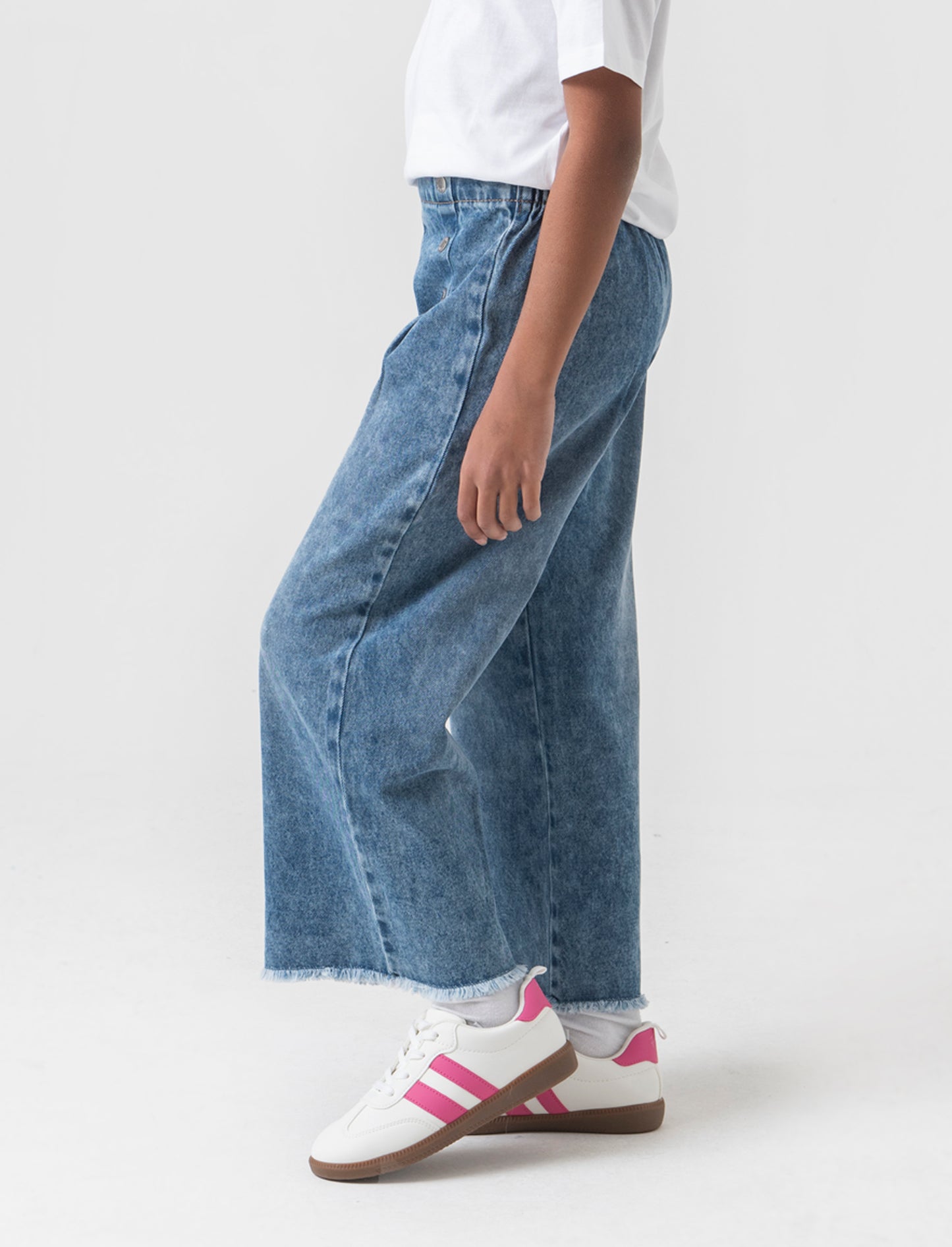 Pantaloni gamba larga in denim da bambina - Denim