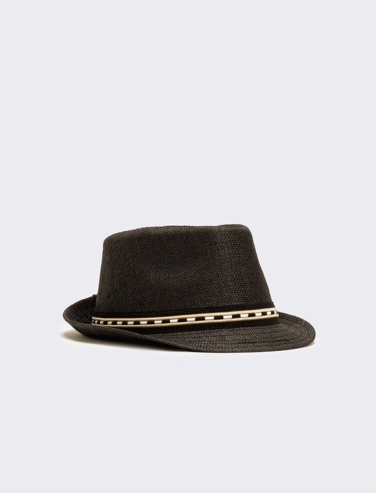 Cappello uomo borsalino paglia - Nero