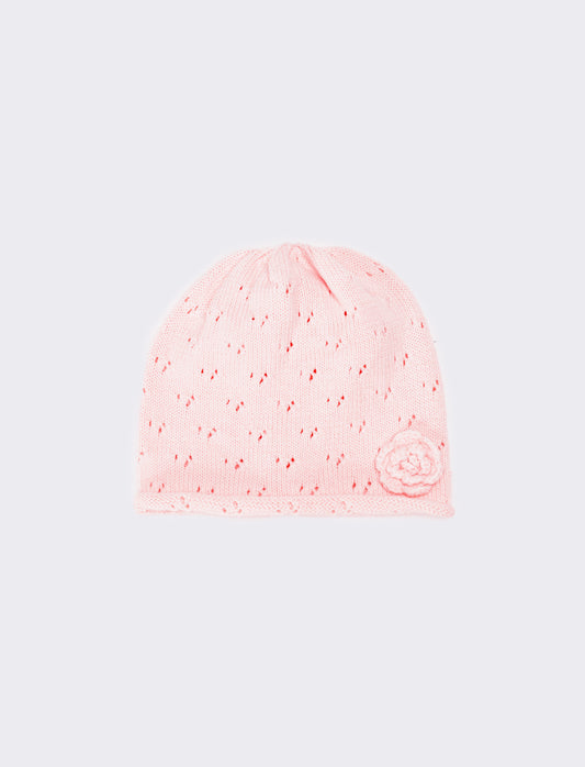 Cappello neonata cuffia con fiore - Rosa