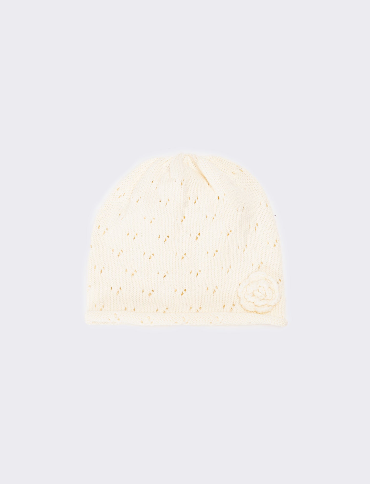 Cappello neonata cuffia con fiore - Bianco sporco