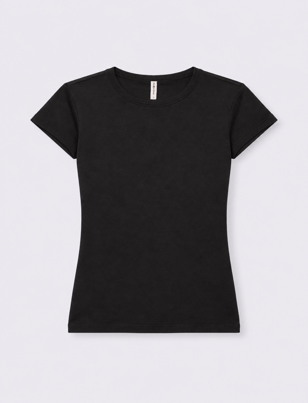 T-shirt paricollo a manica corta - Nero