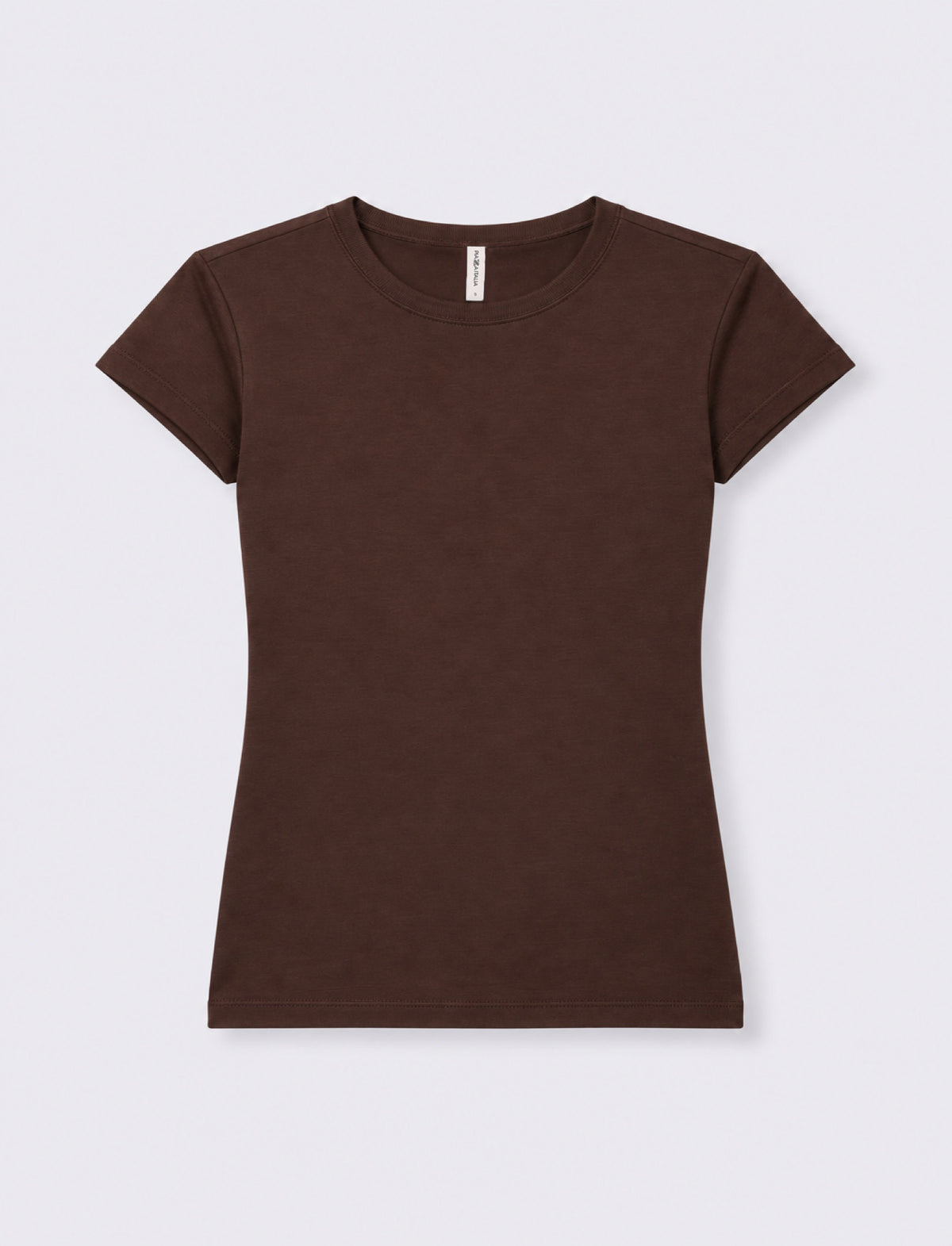 T-shirt paricollo a manica corta - Marrone cioccolato