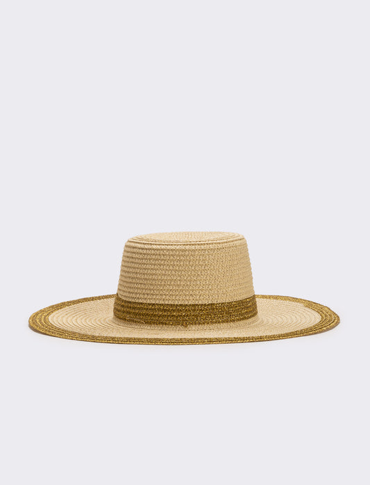 Cappello donna falda larga lurex - Beige