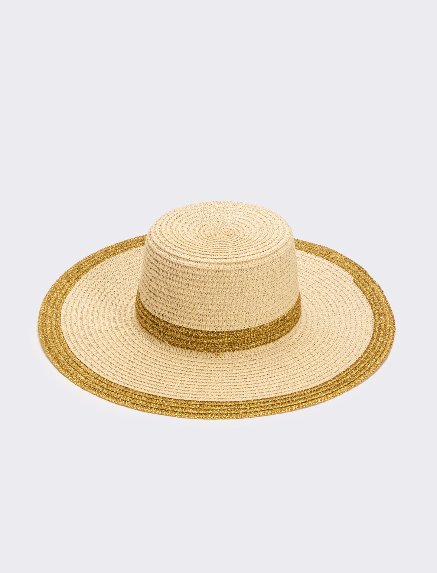 Cappello donna falda larga lurex - Beige