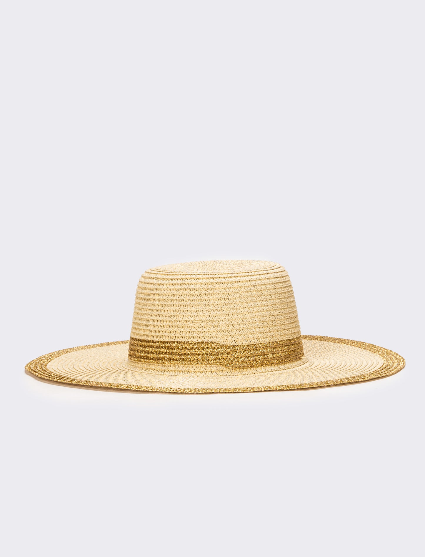 Cappello donna falda larga lurex - Beige