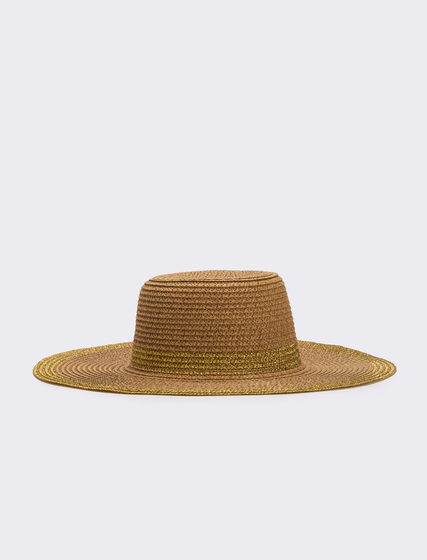 Cappello donna falda larga lurex - Marrone