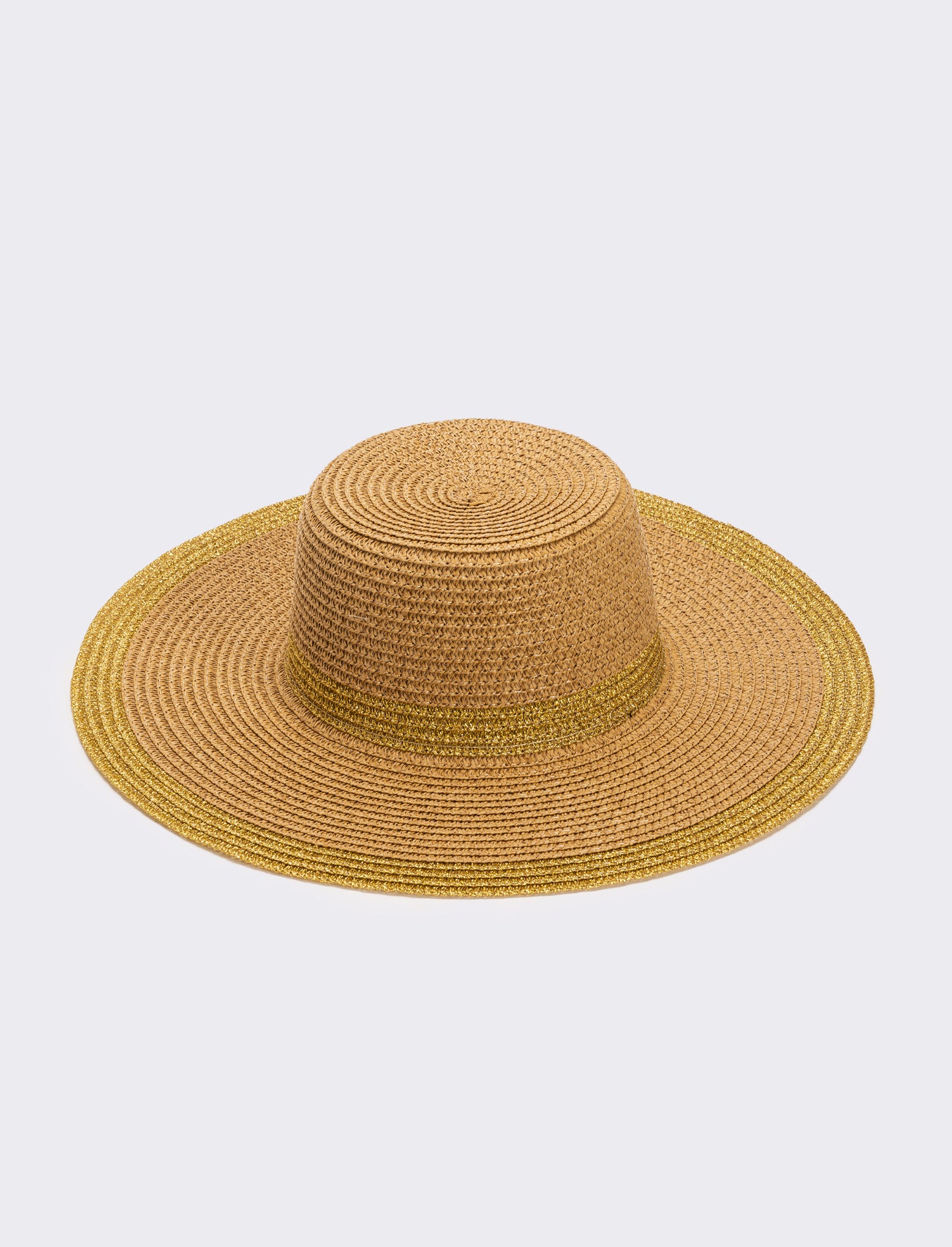 Cappello donna falda larga lurex - Marrone