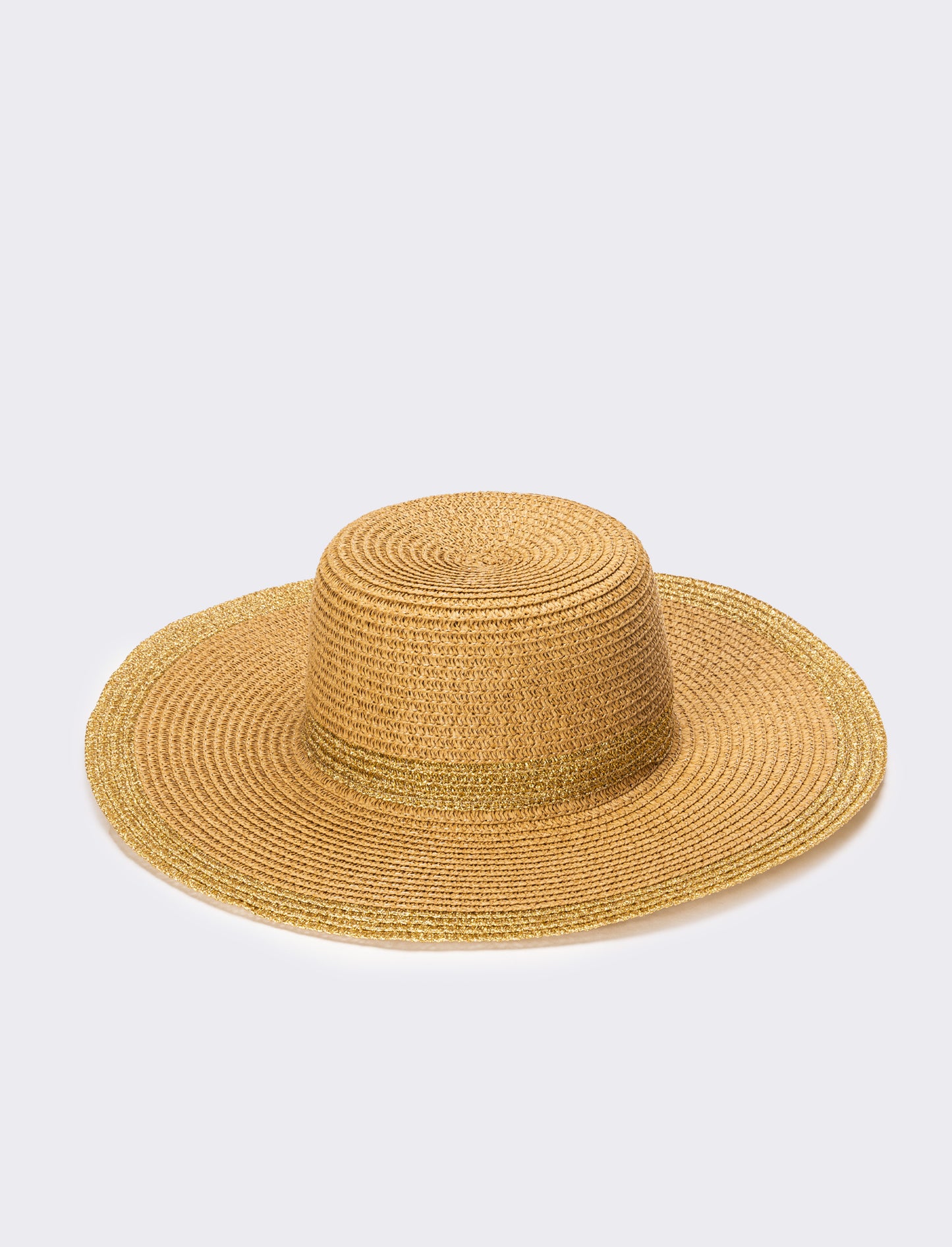 Cappello donna falda larga lurex - Marrone