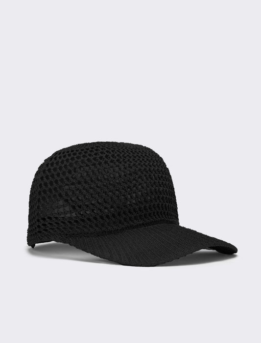 Cappello donna baseball effetto uncinetto con lurex - Nero