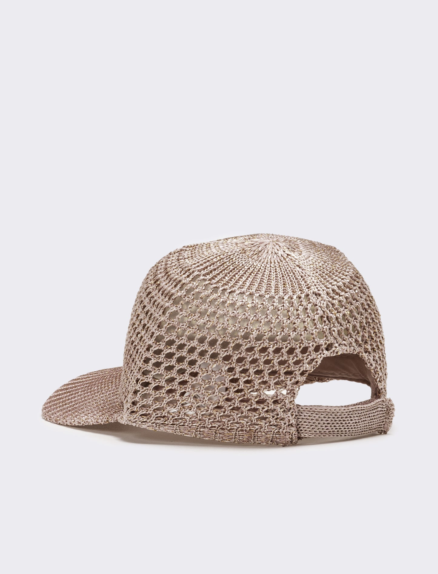 Cappello donna baseball effetto uncinetto con lurex - Beige
