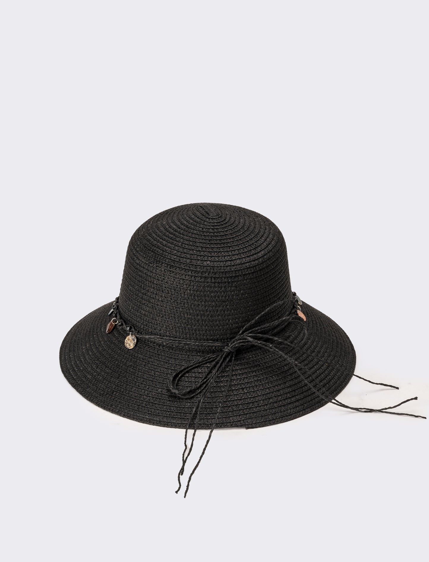Cappello donna pescatore con medagline madreperla - Nero