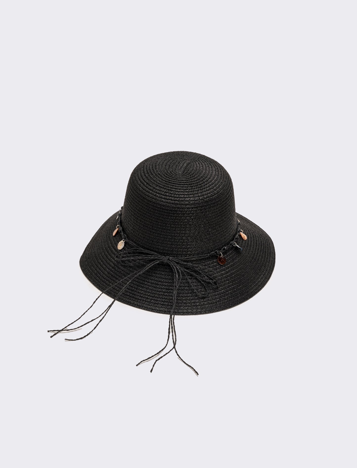 Cappello donna pescatore con medagline madreperla - Nero