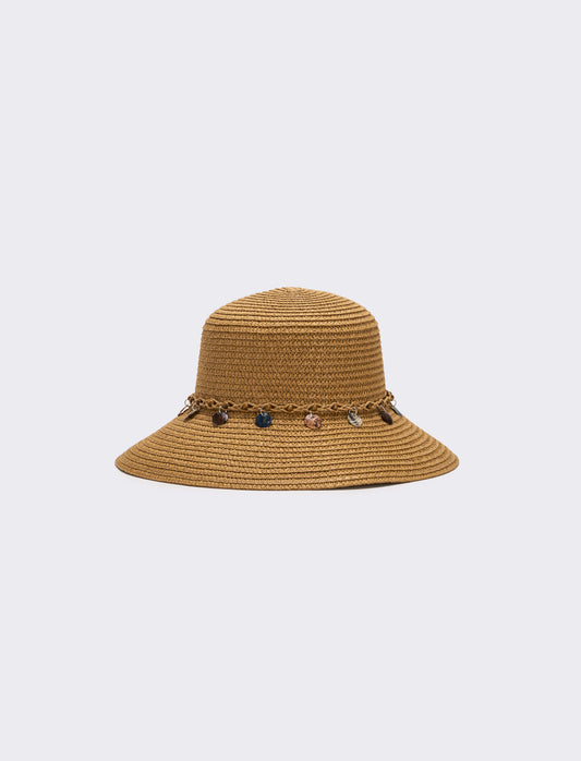 Cappello donna pescatore con medagline madreperla - Marrone