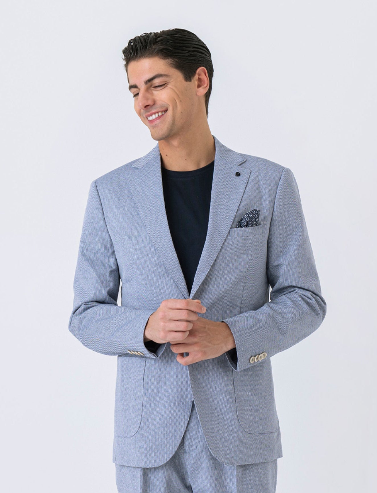 Man's oxford structured blazer - Sky blue