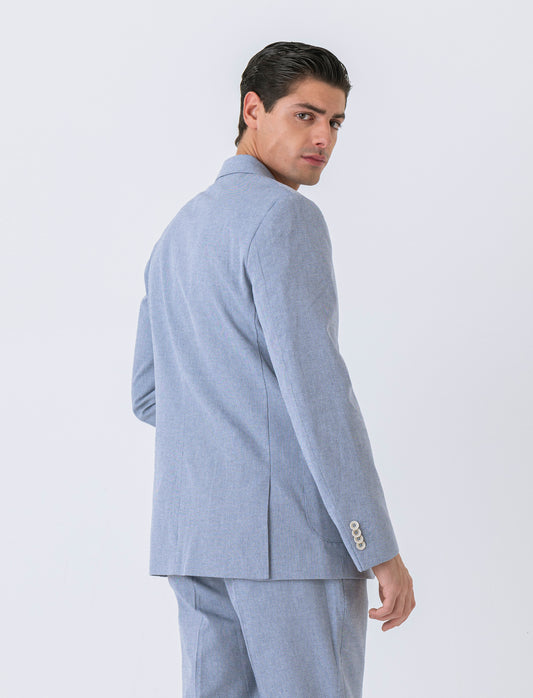 Man's oxford structured blazer - Sky blue