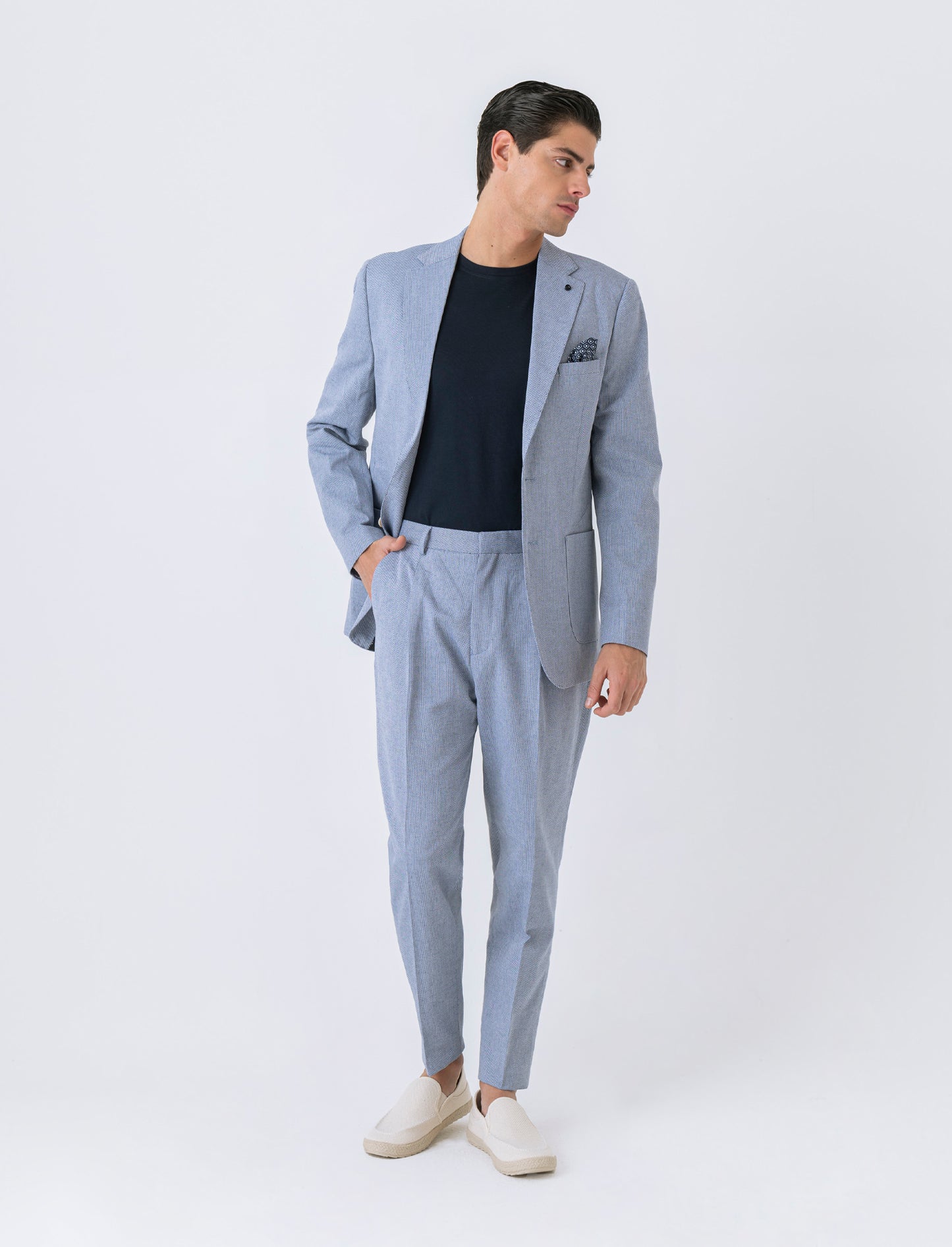 Man's oxford structured blazer - Sky blue