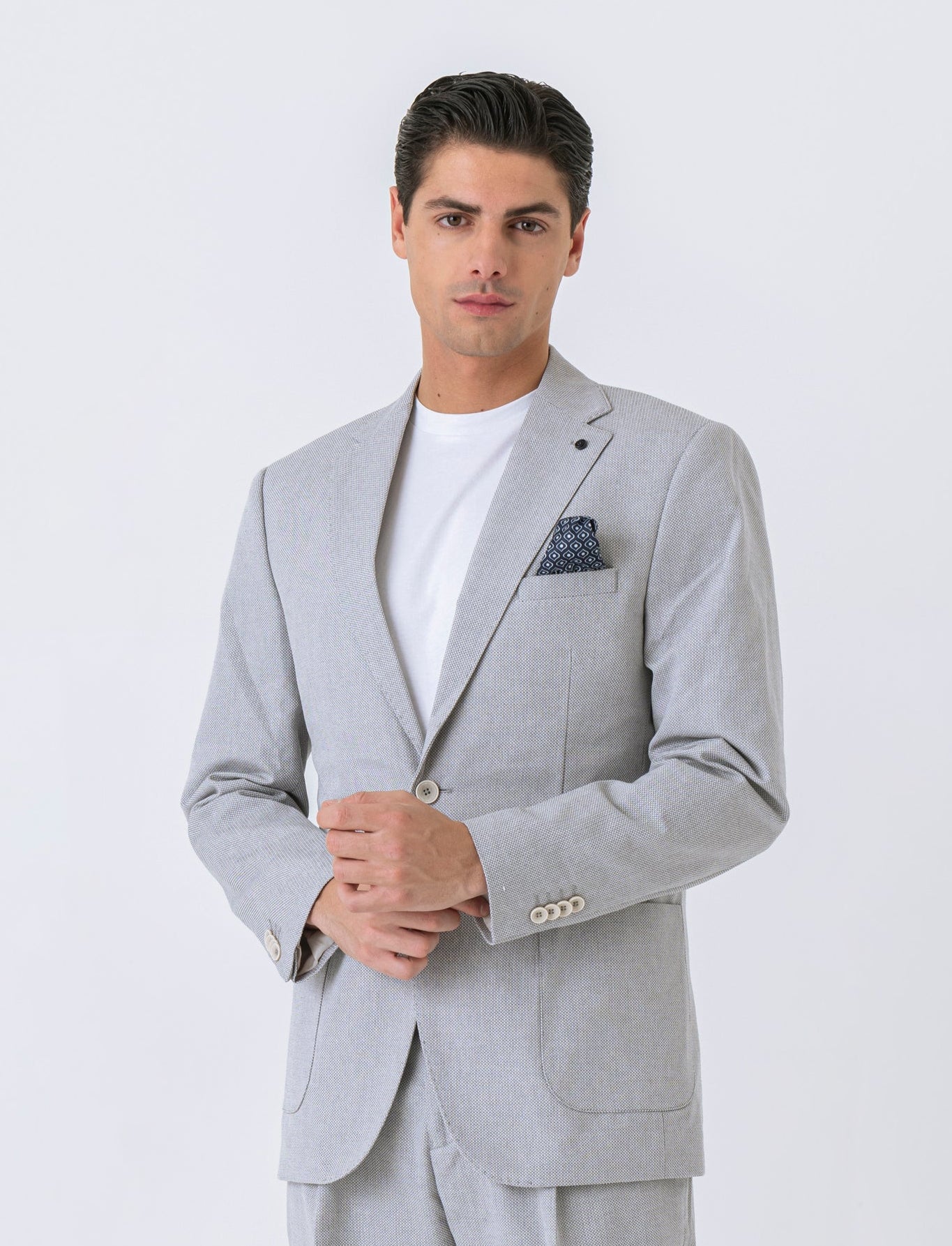 Man's oxford structured blazer - Beige