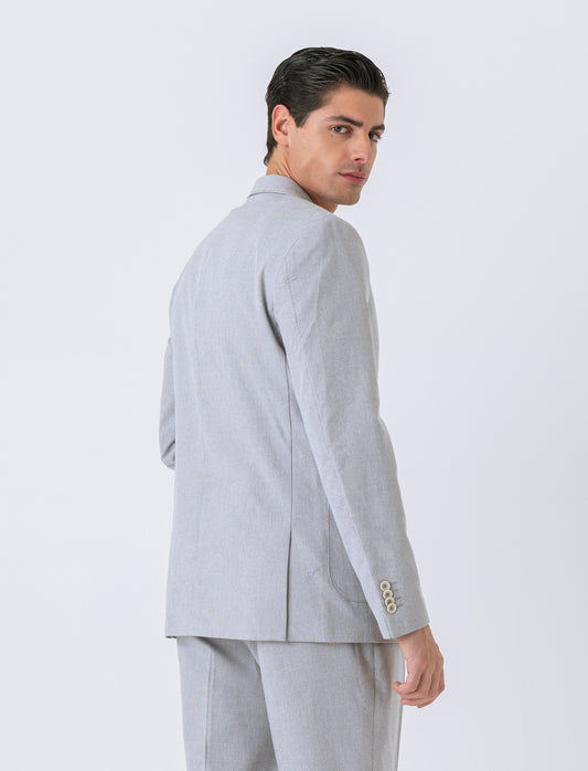 Man's oxford structured blazer - Beige