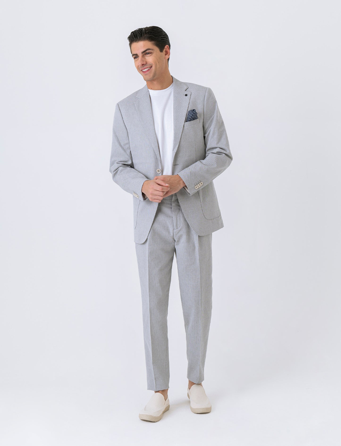 Man's oxford structured blazer - Beige