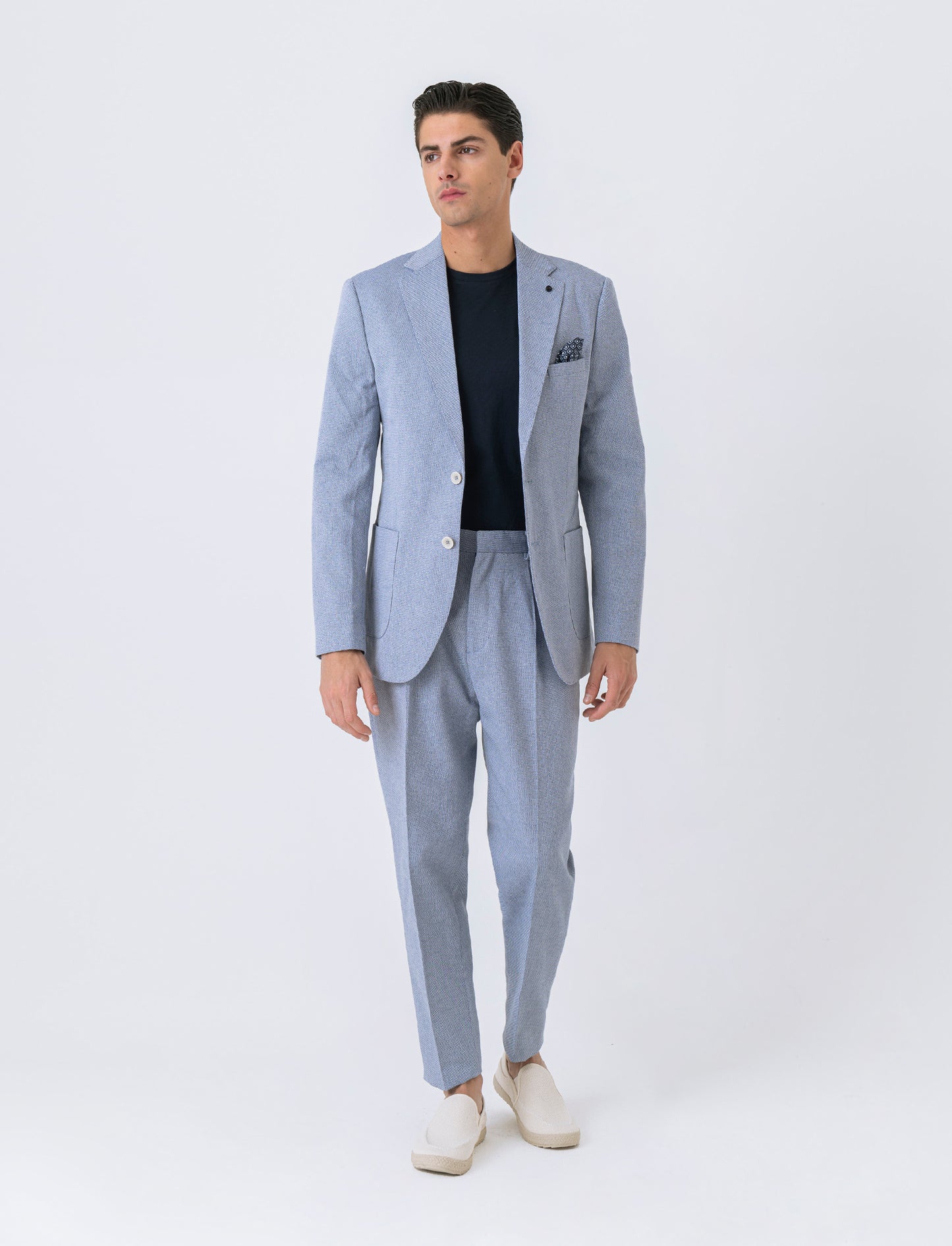 Pantaloni da completo struttura oxford da uomo - Celeste
