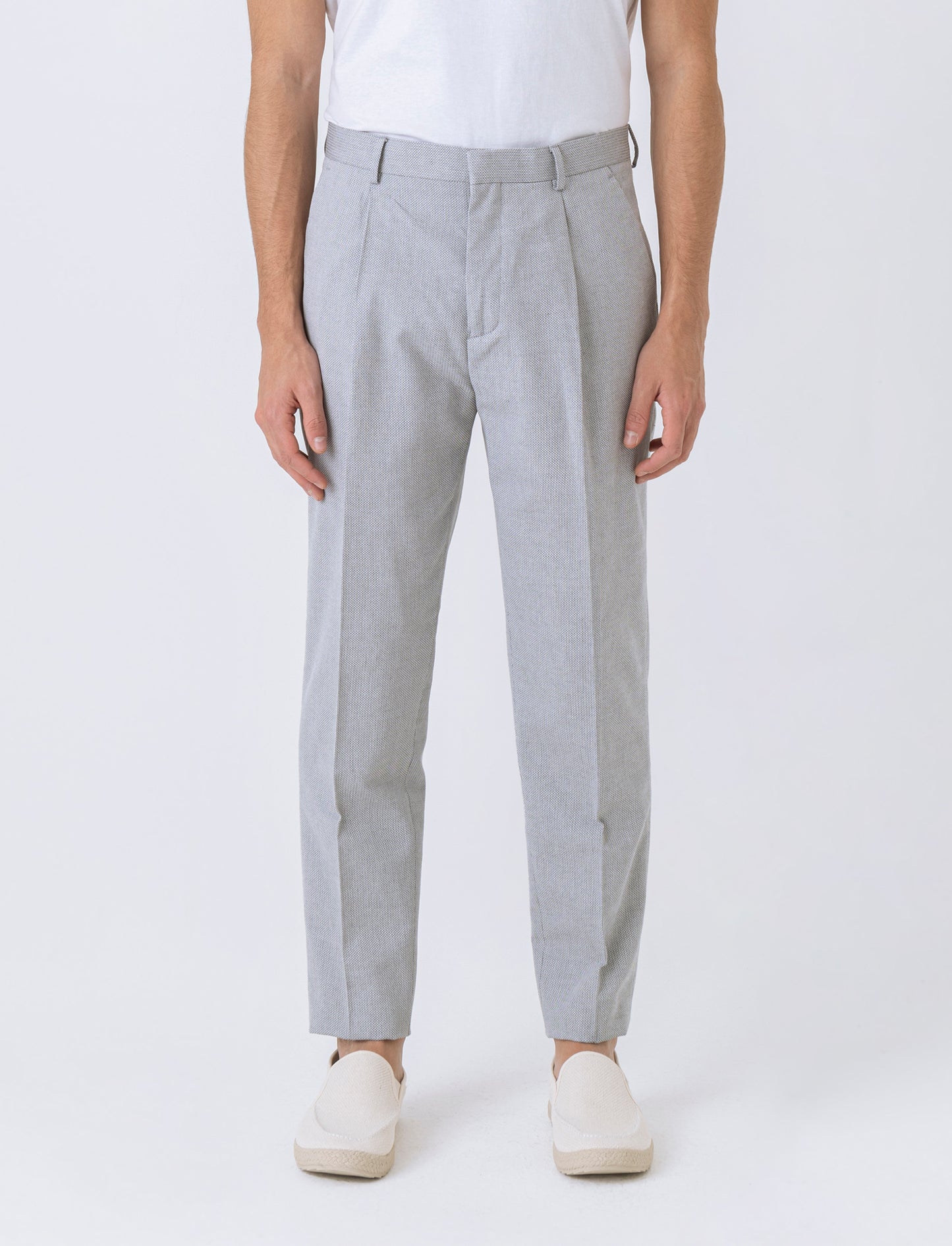Pantaloni da completo struttura oxford da uomo - Beige ecru