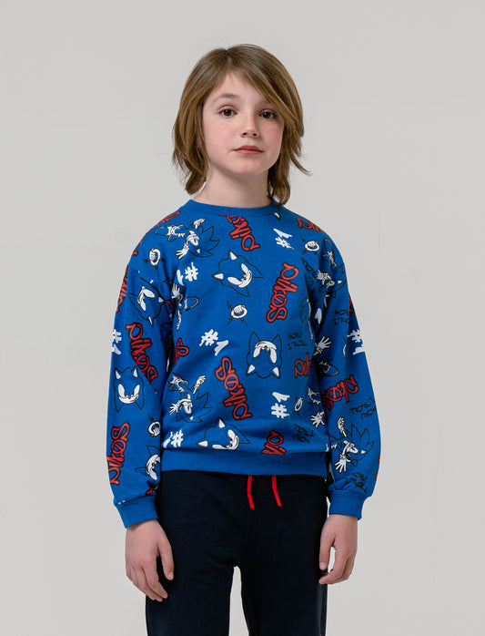Felpa stampata sonic da bambino - Blu