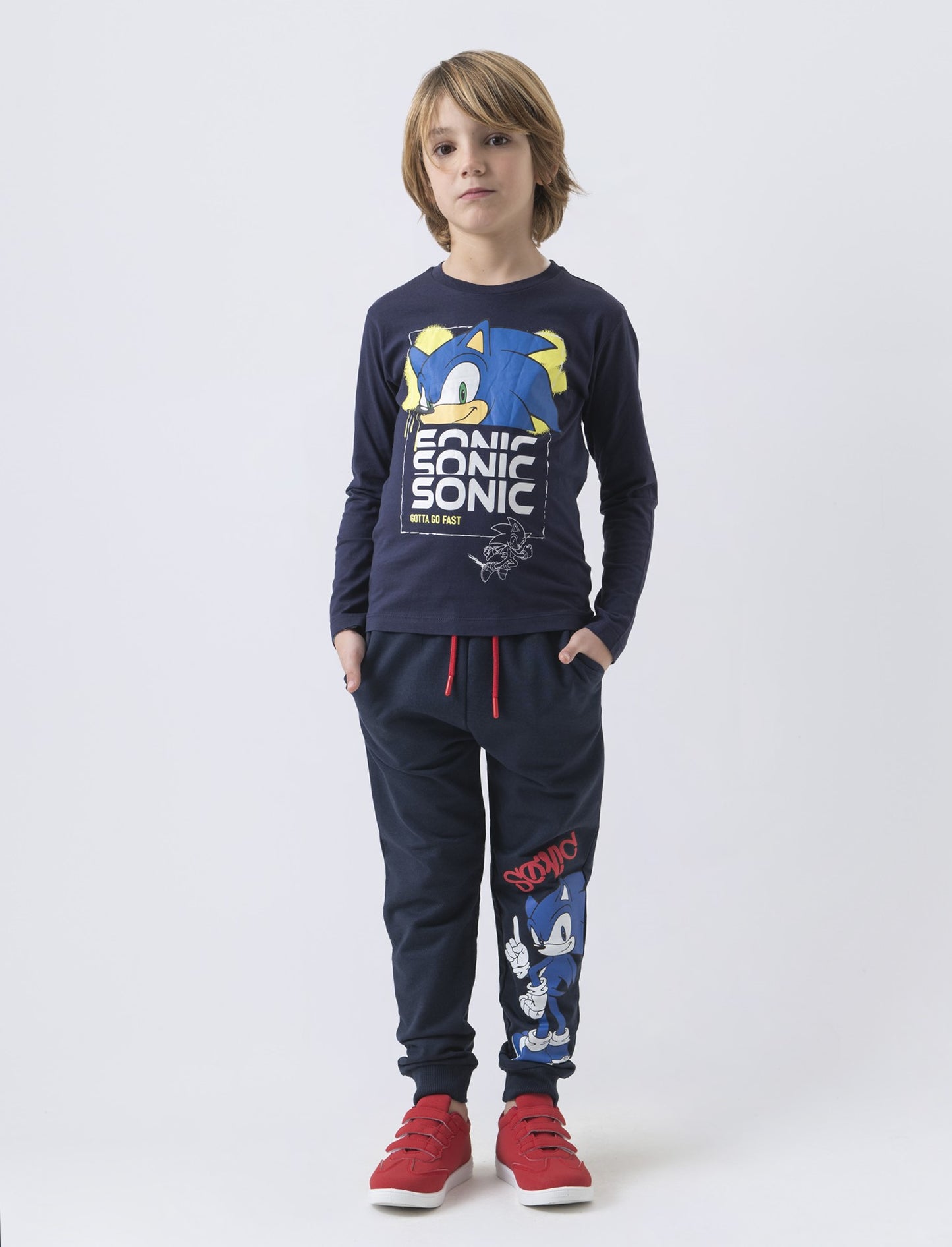 Jogger in felpa sonic da bambino - Blu