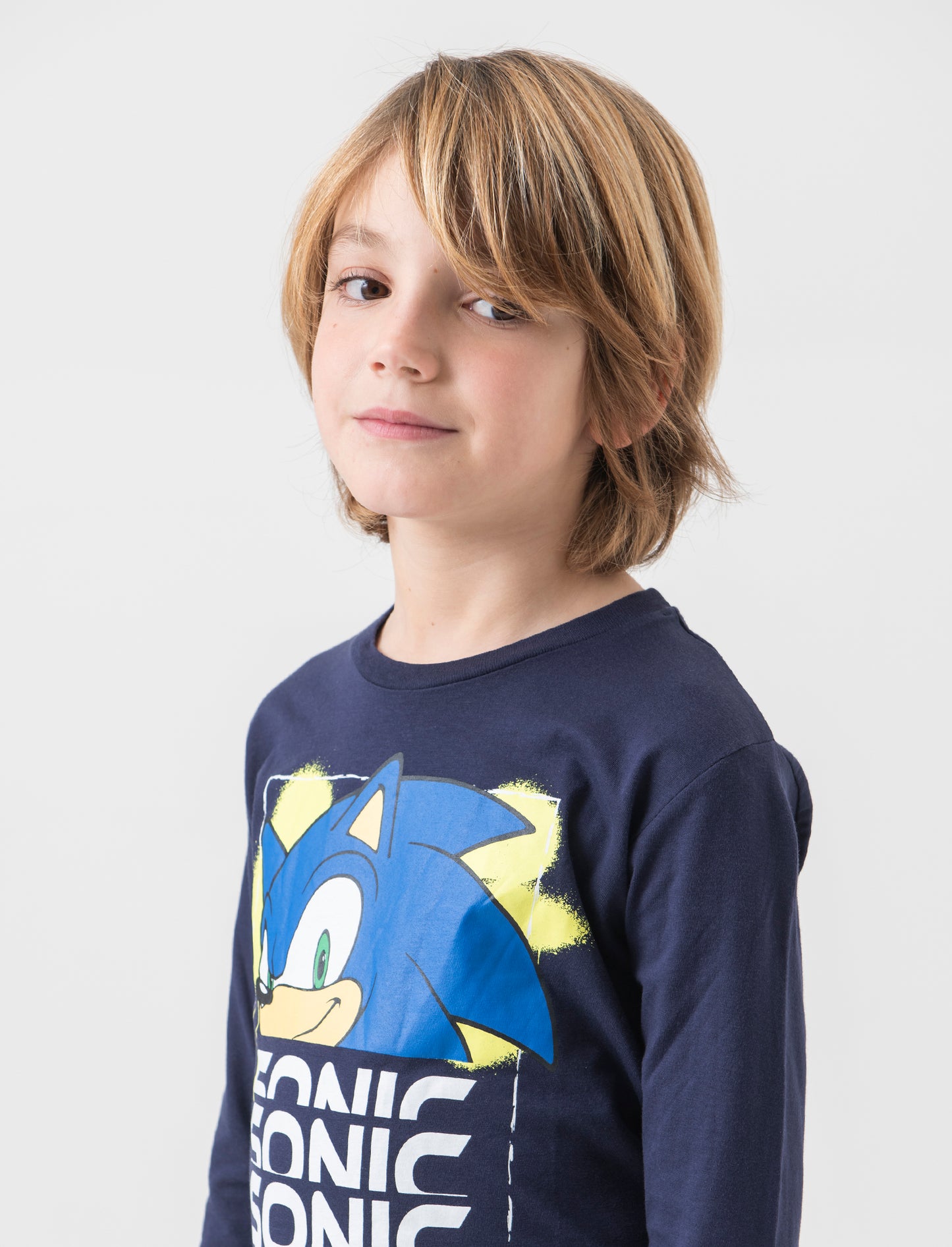 T-shirt maniche lunghe Sonic da bambino - Blu