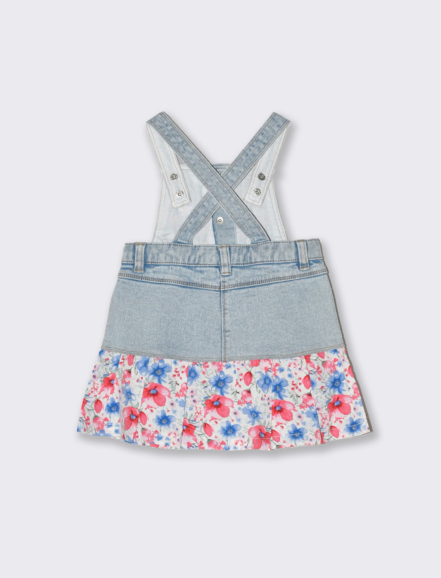 Salopette in denim con rouches da neonata - Denim