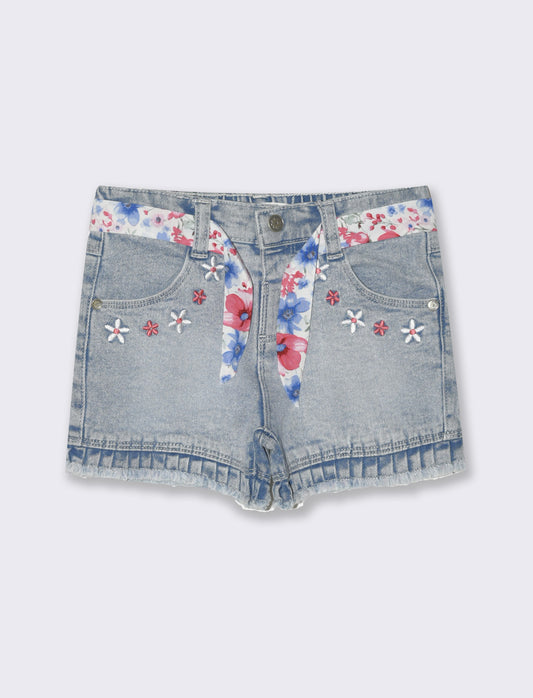 Shorts in denim con cintura da neonata - Denim