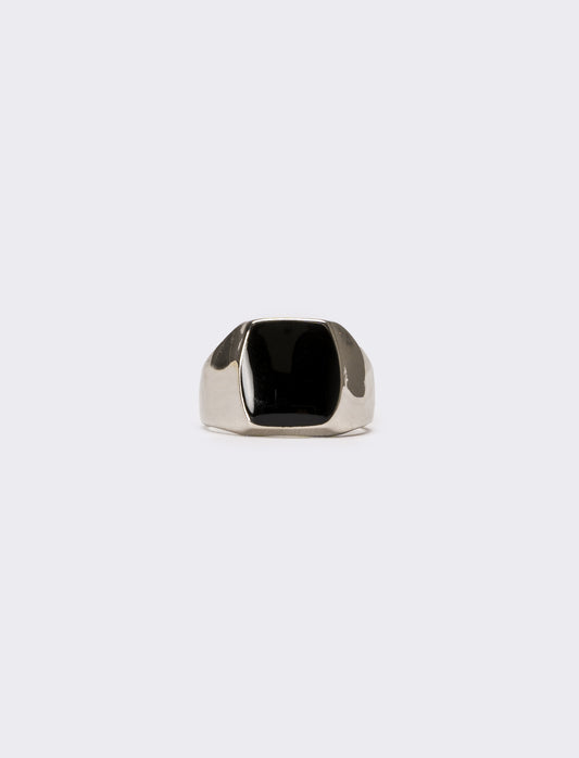 Anello uomo singolo con pietra black - Argento/nero