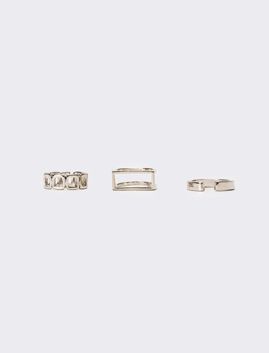Tre pezzi anelli uomo card - Argento