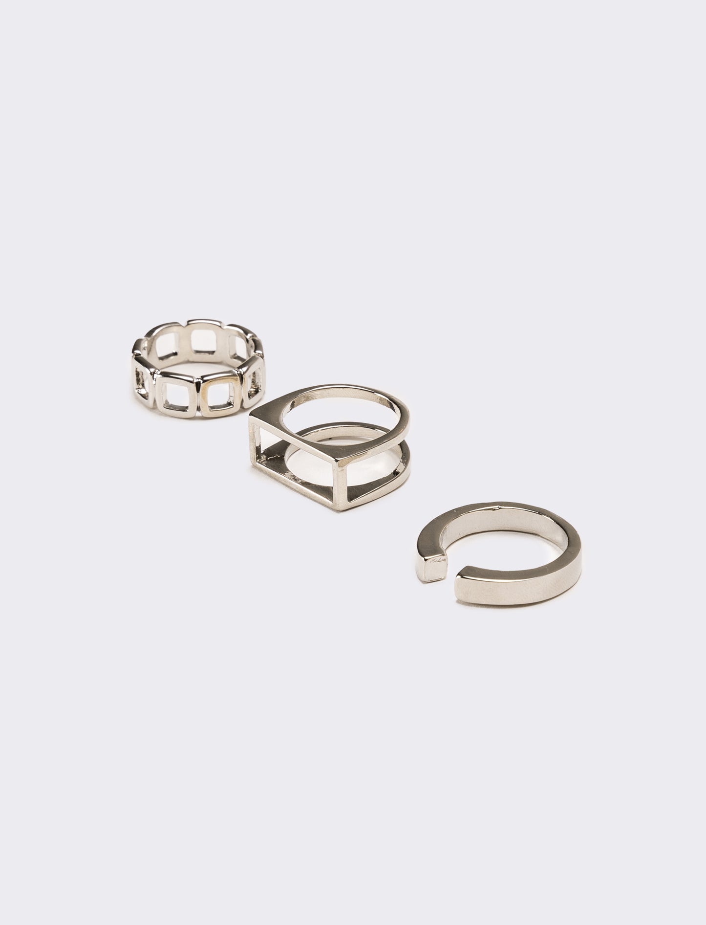 Tre pezzi anelli uomo card - Argento